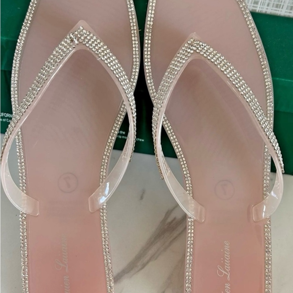 Lauren Lorraine Blush Rhinestone Sandals